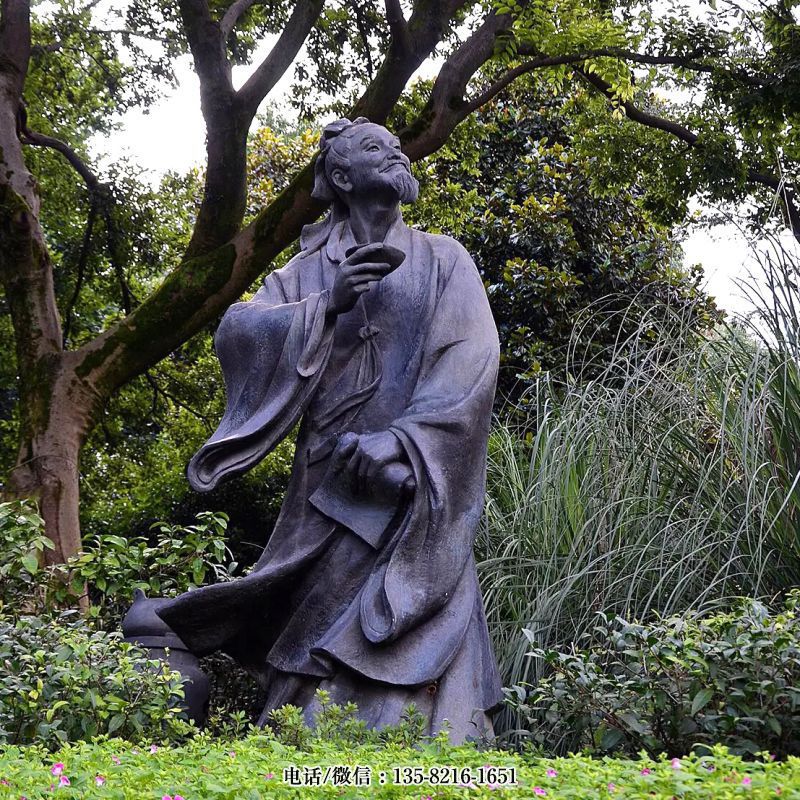 纯铜铸造茶圣陆羽雕像